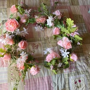 Floral Garland Peach Flowers 2 strands-72” each Floral garland for Wedding NEW